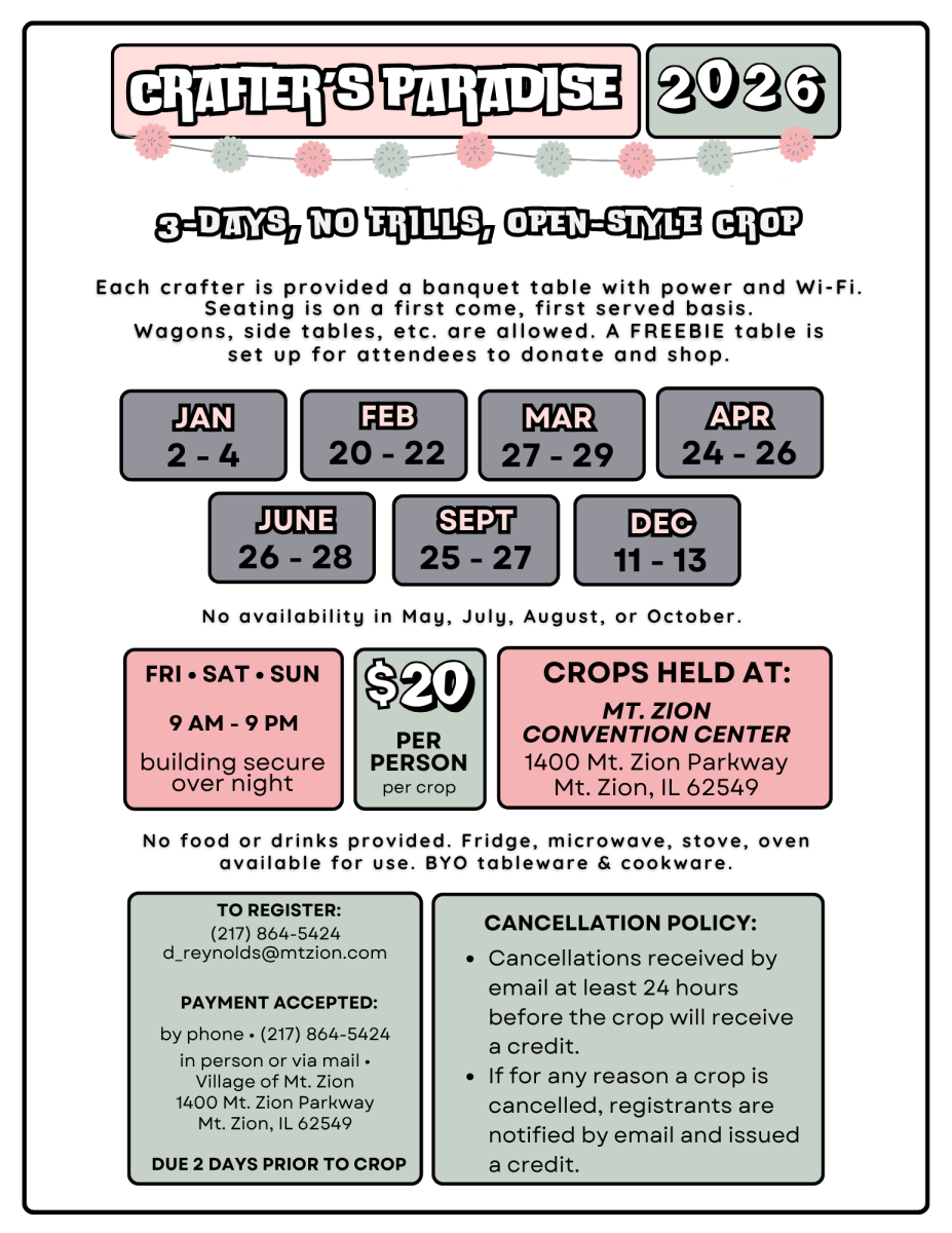 Flyer for 2026 Crafter's Paradise Scrapbooking and Craft Event